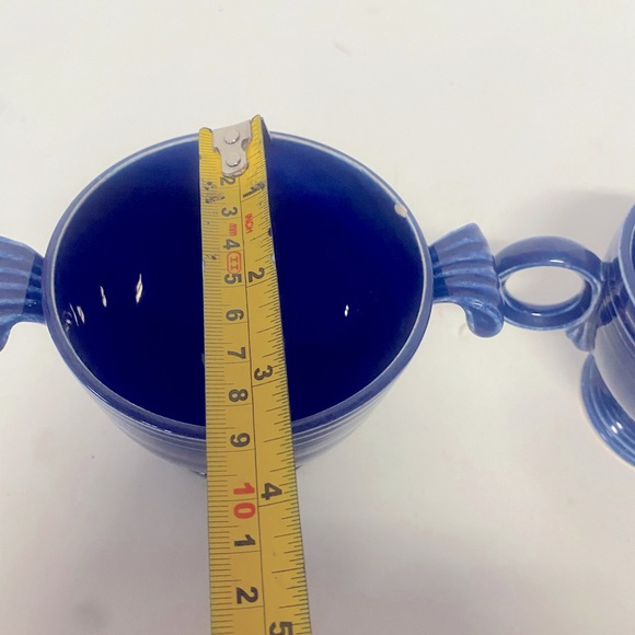 Vintage Fiesta Ring Creamer With Handle  , & Sugar Bowl . Cobalt Blue - Picture 13 of 14